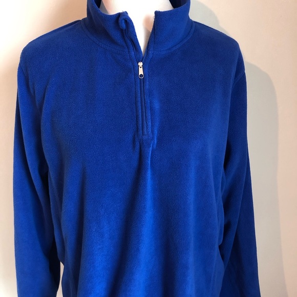 Woman Within Blue Fleece Quarter Zip Pullover, size 1X - Picture 3 of 8